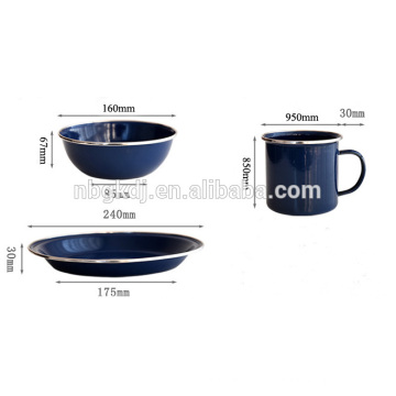 White/black/blue enamel mug/enamel plate/enamel mug